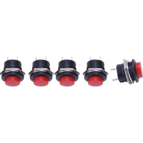 GTBL 5 x Momentary SPST NO Red Round Cap Push Button Switch AC 6A/125V 3A/250V