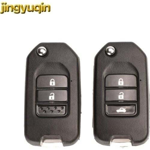 Jingyuqin 10pcs Flip Remote Car Key Shell For Honda GREIZ Civic City XRV Vezel 2/3 Buttons Folding Key Blank Case Replacement