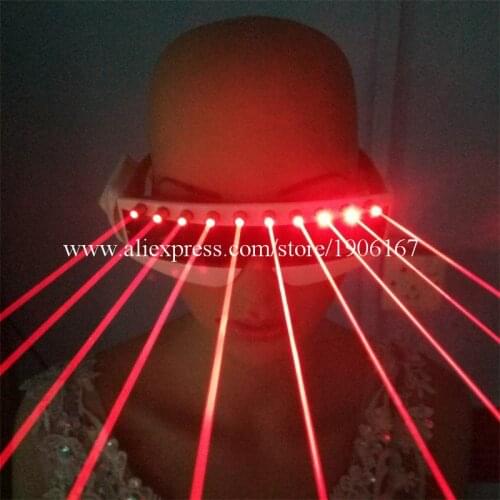Cool Red Laser Laserman Glasses With 10pcs Red Lasers Luminous Eyewear For Party Night Club KTV Bar Stage Show