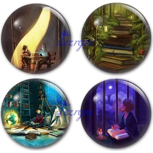 Books are better glass cabochon, I love to read Round photo glass cabochon demo flat back Making findings