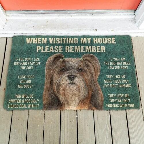 CLOOCL Please Remember Lhasa Apso Dogs House Rules Doormat 3D Print Animal Cat Floor Door Mat NonSlip Soft Flannel Carpet