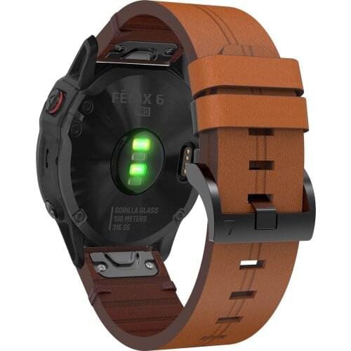 BEHUA 22mm Leather Sport watchband For Garmin Fenix 6 /5/ Fenix6 Pro Quick Release Easy fit WristStrap For Forerunner 935/945