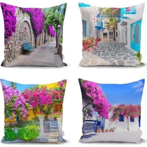 Colorful Street 4'Lü Cushion Pillow Decorate Case Set High Quality Stylish Home Garden Room Kitchen Gift Useful Decorative