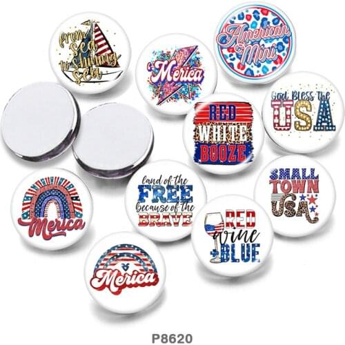 USA words 12mm/18mm/20mm/25mm/30mm Round Glass Cabochon Flat Back Making Findings P8620