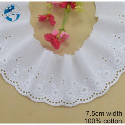 7.5cm wide 100% Cotton embroid lace sewing ribbon guipure trim wedding lace DIY Garment Accessories african doll lace edge#3993