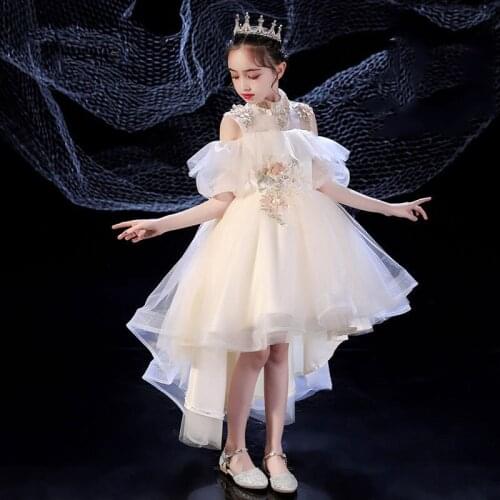 Embroidery Lace Girl Party Dress Elegant Bridesmaid Princess Dress Kids Dresses For Girl Children Wedding Formal Evening Clothes