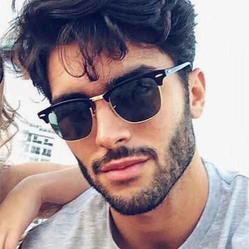 ONEVAN Half Metal Sunglasses Men Classic Brand Designer Sunglasses Reflective Mirror Sun Glasses Fashion Classic Gafas Hombre