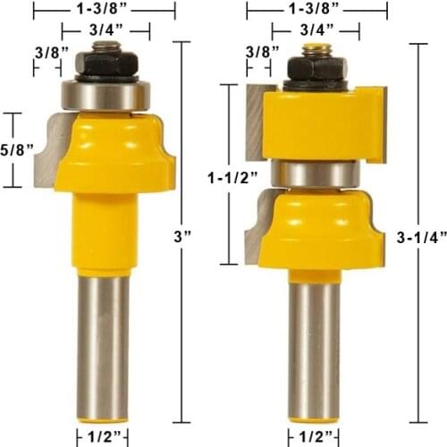 2 Bit Window Sash/ Glass Door Router Bit Set - 1/2" Shank door knife Woodworking cutter Tenon Cutter for Woodworking Tools