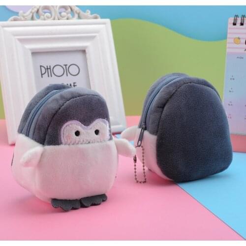 New cartoon little penguin girl children zipper plush pocket coin purse cute mini coin purse bag lady USB cable earphone bag