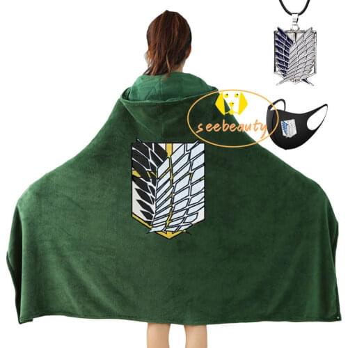 Attack on Titan Blanket Shingeki No Kyojin Hoodie Cloak Cape Flannel Cosplay Costume Hoodie Thickness Throw Anime Blanket
