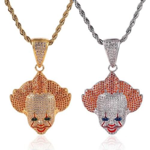 Clown Pendant Necklace New Arrival Fashion Hip Hop Jewelry AAA Cubic Zirconia Iced Out Mens Necklace