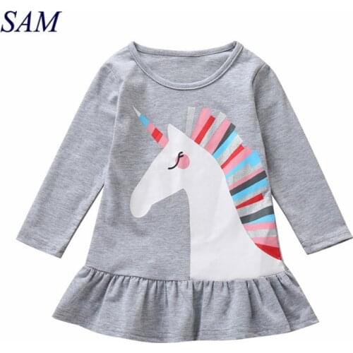 Girls Long Sleeve Dress Kids Cartoon Party Vestidos Childrens Princess Dresse Kids Birthday Party Dress Girl Clothes