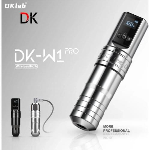 DK DK-W1 PRO Professional Tattoo Pen With RCA Clip Cord Coreless Motor 2400mAh Wireless Tattoo Pen Battery 2 Size Grip Tattoo Gu