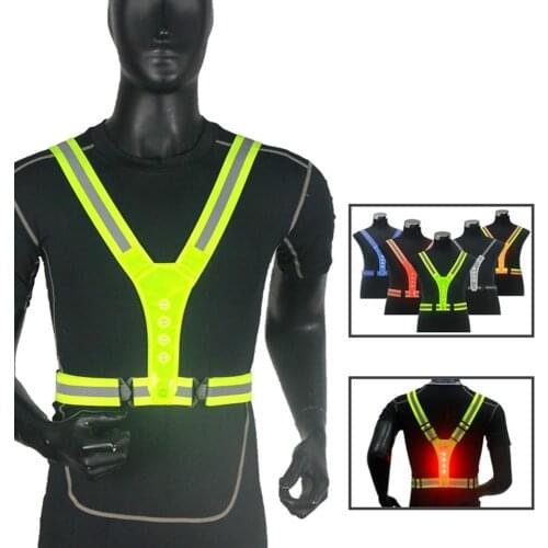 LED Sports Reflective Vest Elastic V-shaped Illuminated Reflective Vest Adjustable Elastic Strap Riding Reflective Belt