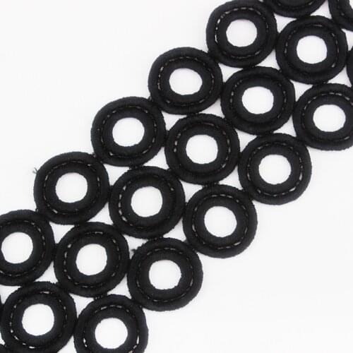 Water Soluble Black Circle Embroidered Scrapbooking Lace Ribbon Motif Trim Embellishment Applique Venise Craft Sewing 5yd/T942