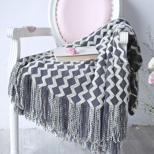Knitted Decorative Throw Blanket with Tassel Sofa Plaid Photography Props Cobertor Manta