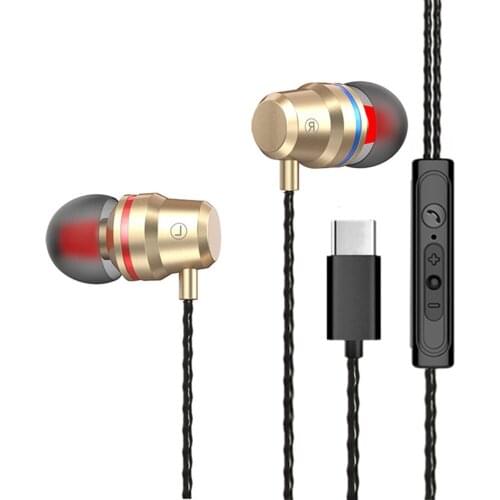High Quality TypeC Headphones Stereo Outdoor Portable Laptop Earbuds C-type Headphones Wired Headset for Xiaomi Huawei Letv