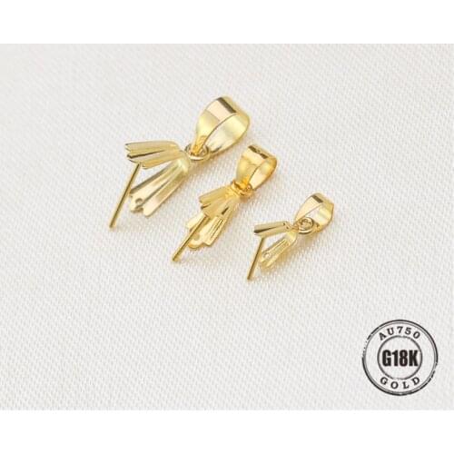 Hot Sell Solid 18k Yellow Gold Pendant Clip Clasp Pinch Clip Bail Pendant Connectors Bail Beads Jewelry Findings DIY Jewelry Acc