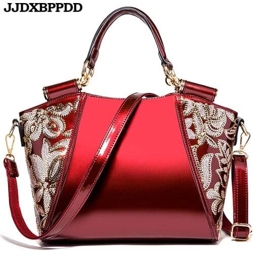 JJDXBPPDD Women Bags Shoulder Handbags Large Capacity Womens Handbags Shoulder Messenger bags Floral Luxury Patent Leather Bag