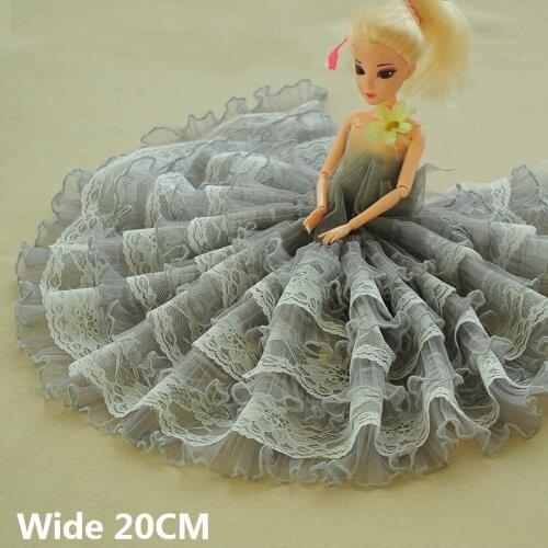 20CM Wide Luxury Multi Layers Elastic 3D Pleated Chiffon Lace Ruffle Trim Ribbon Women Girls Fluffy Dress Sewing Fringe Supplies