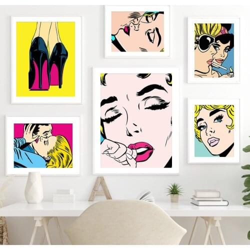 Kiss Embrace Anger High Heels Couples Wall Pop Art Canvas Painting Nordic Posters And Prints Wall Pictures For Living Room Decor