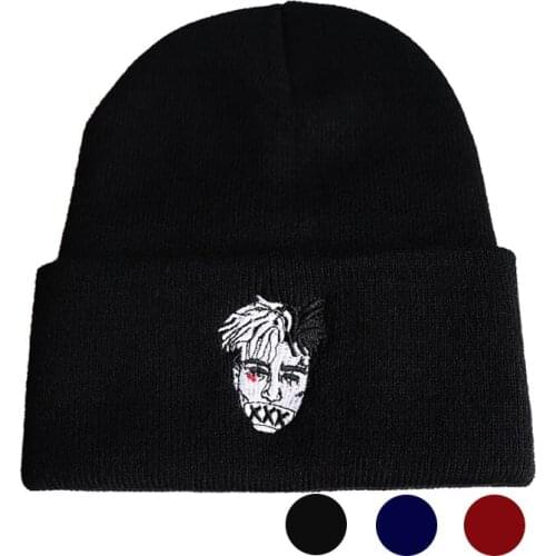 Singer XXXTentacion Beanies Winter Warm Knitted Embroidery Hip Hop Bonnet Cap for Women Men