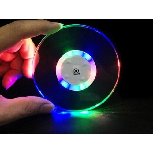 100PCS LED Coaster pad and mat Round Bottle Cup Pad Mat Ultra-Thin Lighting Up for Drink Coffee table mat cup wad cup mat#225