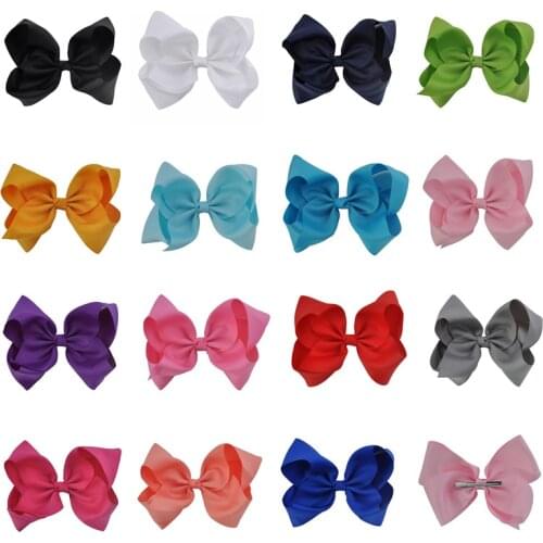 15pcs 8" Large Girls Hair Bow Solid Grosgrain Ribbon Hairpins Bowknot Hairgrip Headwear Women Hair Accessories Clips Wholesale