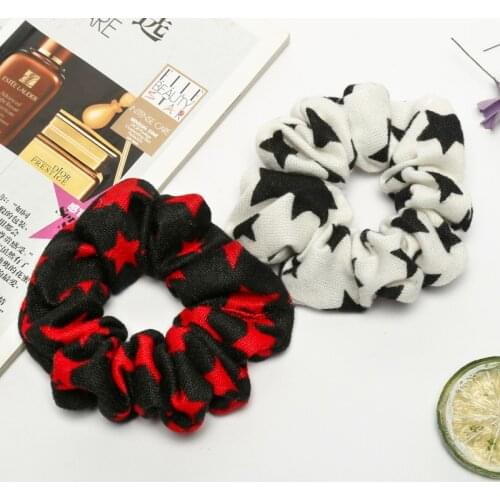 2 pcs/lot New Star Pattern Hair Elastic Scrunchies Ponytail Holder Hair Tie Classical Elastics Hair Bands for Girl in Winter