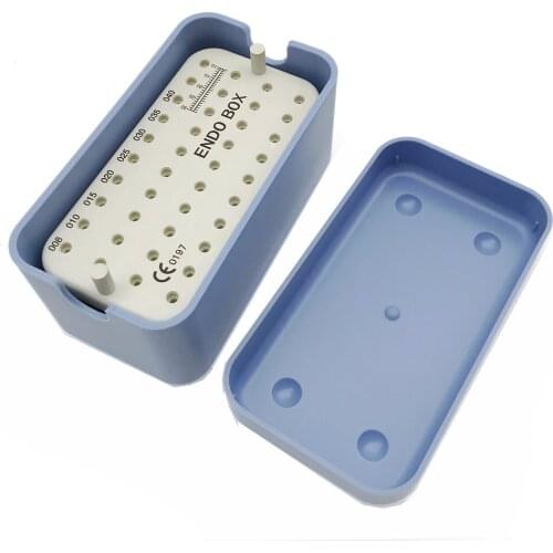 2PCS Dental Plastic Endo Box With A Ruler for Files dental endo container BLUE