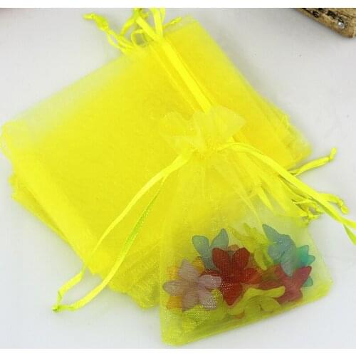 30X40cm (12"x16")Cheap Sale 100pcs Yellow Color Organza Bags Tulle Wedding Favor Gift Bags Jewelry Storage Package Pouches