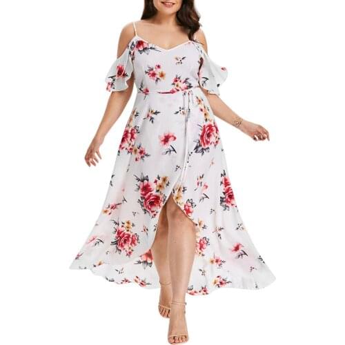 5XL Plus Size Summer Bohemian Womens Dress Sexy V-neck Flower Printed Long Dress Short Butterfly Sleeve Elegant Party Dresses