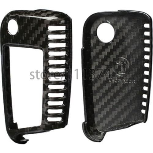 Nulla Genuine Carbon Fiber Car Auto Remote Key Fob Holder Case Cover For VW Golf 7 6 Lamando Touran 2016 Car Styling Car Sticker