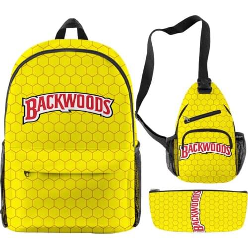 BACKWOODS 3D Print Unisex Backpacks Sets Students School Bags Oxford Large Capacity Waterproof Sprots Bags Boys Girls School Bag