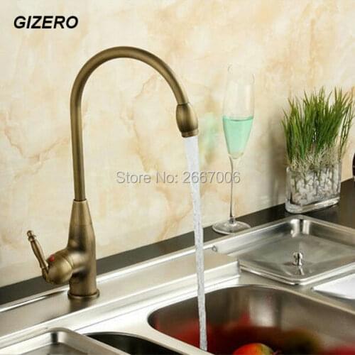 GIZERO Free shipping Modern Deck Mounted Bathroom Basin Faucet Design Crane Antique Brass Mixer Tap GI26