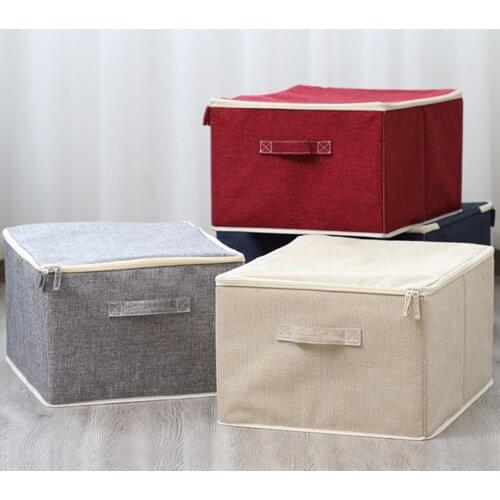Large Cotton Fabric Bins Cloth Storage Box Cartoon Laundry Basket For Cupboard Drawer Storage Holders Toys Bins Organizer