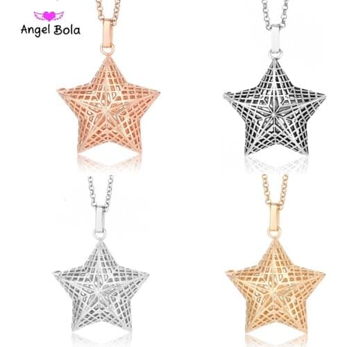 Chain Necklace Diffuser Essential Oil Jewelry 26mm Star Cage Pendant for Women DIY Angel Ball Music Power Necklace NL037