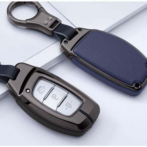 Leather Alloy Car Key Cover Shell Key Holder For Hyundai Sonata IX35 IX25 Tucson Santafe ELANTRA Key Case Accessories Lady Gift