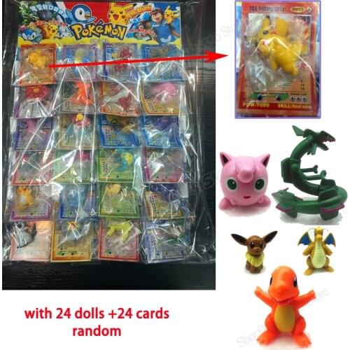 24doll+24card Pokemon Figure Original Go Pokemon Action Anime Doll Kid Boys Pikachu Rowlet Treecko Eevee Fennekin Greninja Gift
