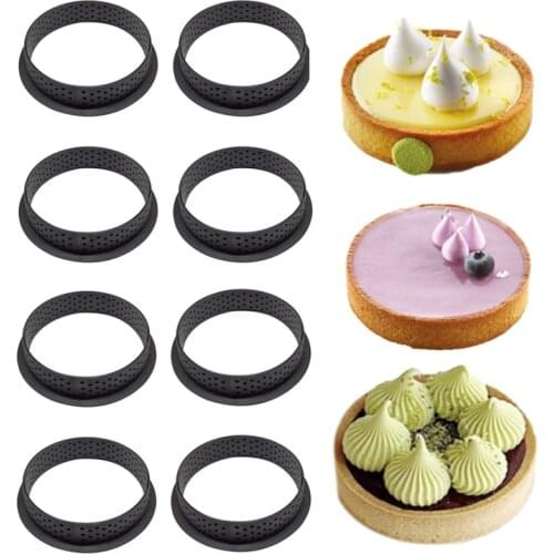 Cake Mold Cutter Perforated Tart Mousse Circle Silicone Non Stick French Dessert Ring Decorating Tool Round Shape DIY Kitchen