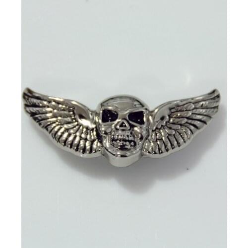 KB705) 10pc Skull Wings Cycle Concho 2"(5.1 cm) x 1"(2.5 cm) Silver