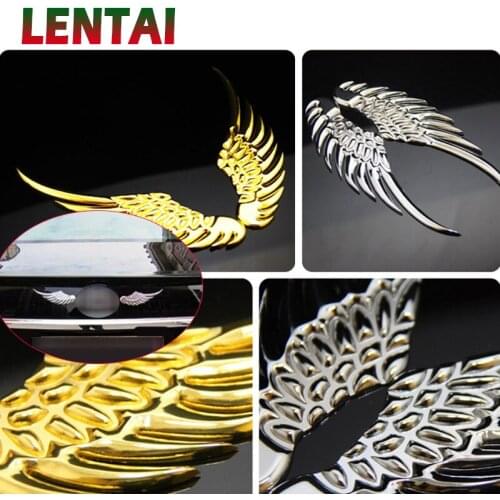 LENTAI 1Set Car Stickers Metal 3D angel Wing Styling For Fiat VW Polo Golf MK4 4 MK7 Touran T5 Bora Skoda Rapid Fabia Yeti