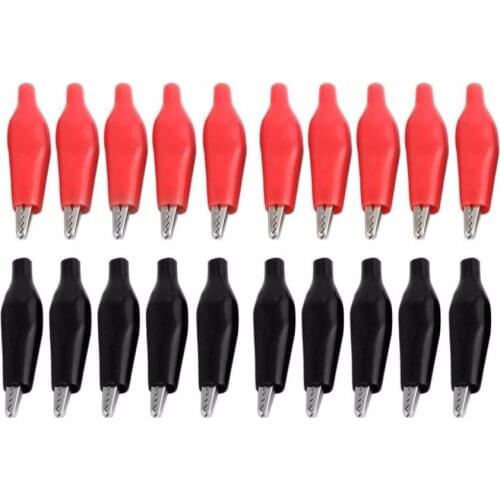 100pcs many 28 mm metal alligator clip G98 alligator clip test probe instrument plastic boots 50 red and 50 black packaging