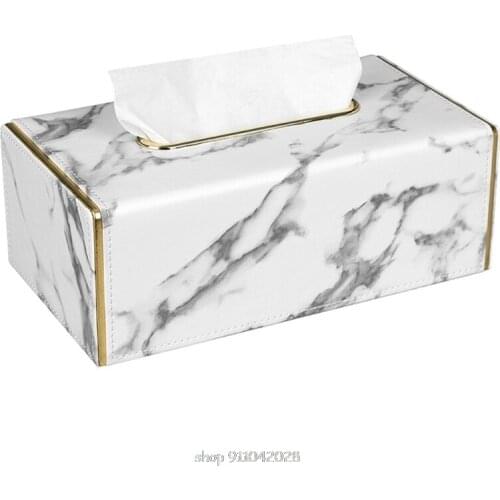 Marble Pattern Leather Rectangular Tissue Box Desktop Paper Towel Holder Napkin Storage Container Decoration N25 20 Dropship