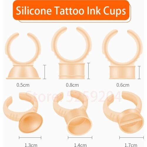 100Pcs Disposable Silicone Ink Ring Cups S/M/L Microblading Tattoo Pigment Ring Cups Pigment Holder Tattoo Accesories For Tattoo