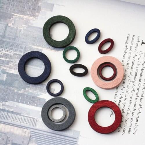 Wholesale Trendy Colorful Printing Rounds Shape Wood Geometric patterns Diy Handmade Jewelry Earring Pendants Accessory