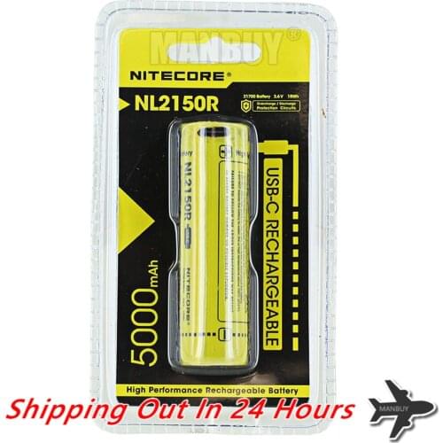 Wholesale Nitecore NL2150R 21700 5000mAh 3.6v Protected Li-ion Rechargeable Battery with USB TYPE-C Charging Port Free Shipping
