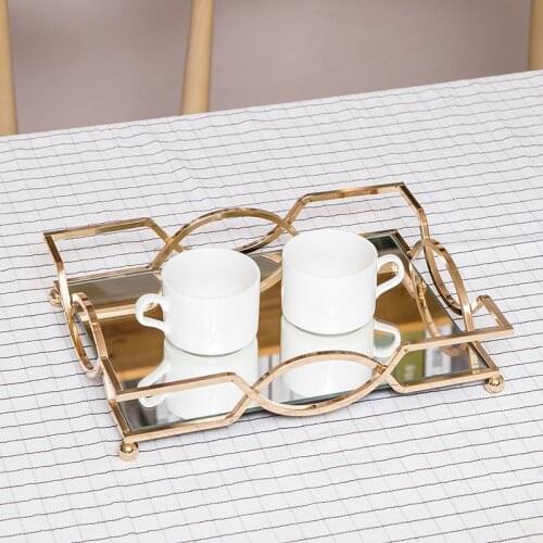 Storage tray European home ceramic coffee cup with mirror storage tray Model room tea set decoration decoration wedding gift