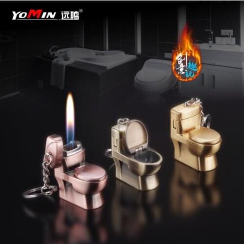 Mini- Flush Toilet Small Hanging Drop Lighter Flame Originality Pendant Small Grinding Wheel Bathroom Small Gift