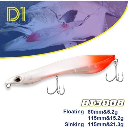 D1 Pencil Lure Long Casting 80MM 5.2g floating 115MM 15.2G /21.3g Popper Bait Saltwater Freshwater snakehead pike For Fishing